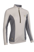 g.RYDER CUP CARINA Ryder Cup Quarter Zip Lightweight Shaped Performance Golf Midlayer - Linen Mosaic Trophy