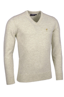 g.RYDER CUP LOMOND Ryder Cup V Neck Lambswool Midweight Golf Sweater - Linen Marl Trophy