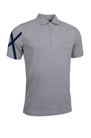 g.RYDER CUP SALTIRE SHIRT Ryder Cup Saltire Performance Pique Golf Shirt - Light Grey Marl/Navy Trophy