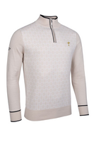 g.RYDER CUP LIBERTON Ryder Cup Quarter Zip Geometric Cotton Lightweight Golf Sweater - Linen/Black Trophy