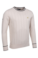 g.RYDER CUP RATHO Ryder Cup Crew Neck Vertical Stitch Cotton Lightweight Golf Sweater - Linen/Black Trophy