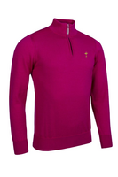 g.RYDER CUP DEVON Ryder Cup Quarter Zip Lightweight Cotton Golf Sweater - Raspberry Trophy