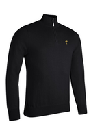 g.RYDER CUP DEVON Ryder Cup Quarter Zip Lightweight Cotton Golf Sweater - Black Trophy