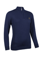 g.RYDER CUP PENELOPE Ryder Cup Quarter Zip Water Repellent Lined Merino Golf Sweater - Navy Marl Trophy