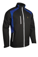 s.RYDER CUP VALBERG Ryder Cup Zip Front Stretch Back Panelled Waterproof Golf Jacket - Black/Electric Blue/White Trophy