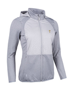 g.RYDER CUP ELLA Ryder Cup Full Zip Animal Print Performance Hooded Jacket - Light Grey Marl/Animal Print Trophy