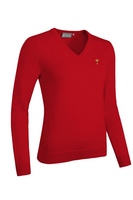 g.RYDER CUP DARCY Ryder Cup V Neck Cotton Lightweight Golf Sweater - Garnet Trophy