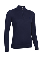 g.RYDER CUP AVA Ryder Cup Quarter Zip Cotton Lightweight Golf Sweater - Navy Trophy