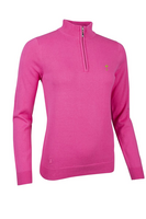 g.RYDER CUP AVA Ryder Cup Quarter Zip Cotton Lightweight Golf Sweater - Hot Pink Trophy