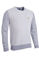 g.RYDER CUP HAMMOND Ryder Cup Crew Neck Two Tone Midweight Textured Golf Sweater - Light Grey Marl/White Trophy