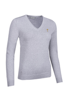 g.RYDER CUP DARCY Ryder Cup V Neck Cotton Lightweight Golf Sweater - Light Grey Marl Trophy