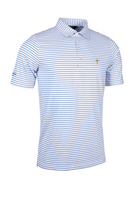 g.RYDER CUP MUIRHEAD Ryder Cup Pencil Stripe Performance Golf Shirt - White/Tahiti Trophy