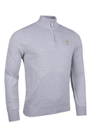g.RYDER CUP DEVON Ryder Cup Quarter Zip Lightweight Cotton Golf Sweater - Light Grey Marl Trophy