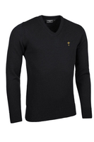 g.RYDER CUP LOMOND Ryder Cup V Neck Lambswool Midweight Golf Sweater - Black Trophy