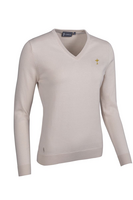 g.RYDER CUP DARCY Ryder Cup V Neck Cotton Lightweight Golf Sweater - Linen Trophy