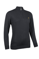g.RYDER CUP PENELOPE Ryder Cup Quarter Zip Water Repellent Lined Merino Golf Sweater - Charcoal Marl Trophy