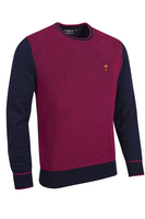 g.RYDER CUP HAMMOND Ryder Cup Crew Neck Two Tone Midweight Textured Golf Sweater - Navy/Raspberry Trophy