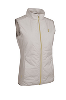 g.RYDER CUP CALLA Ryder Cup Full Zip Faux Fur Padded Golf Gilet - Linen Diamond Print/Gold Trophy