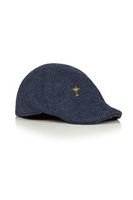 g.RYDER CUP LEITH Ryder Cup Mens and Ladies Tweed Duckbill Golf Flat Cap - Navy Herringbone Trophy