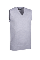 g.RYDER CUP RANKIN Ryder Cup V Neck LightweightMerino Golf Slipover - Light Grey Marl Trophy