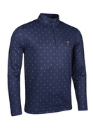 g.RYDER CUP WICK Ryder Cup Zip Lightweight Performance Golf Midlayer - Navy/Gold Trophy Print Trophy