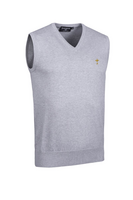 g.RYDER CUP THORNTON Ryder Cup V Neck Cotton Lightweight Slipover - Light Grey Marl Trophy