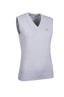 g.RYDER CUP ASTRID Ryder Cup V Neck Cotton Lightweight Golf Slipover - Light Grey Marl Trophy
