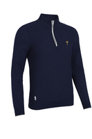 g.RYDER CUP SIENNA Ryder Cup Quarter Zip Chevron Rib Midweight Merino Golf Sweater - Navy/White Trophy