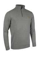 g.RYDER CUP GEORGE Ryder Cup Quarter Zip Tartan Placket Touch of Cashmere Lightweight Golf Sweater - Grey Marl Trophy