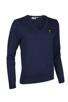 g.RYDER CUP DARCY Ryder Cup V Neck Cotton Lightweight Golf Sweater - Navy Trophy