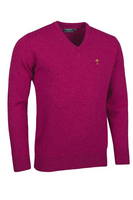 g.RYDER CUP LOMOND Ryder Cup V Neck Lambswool Midweight Golf Sweater - Raspberry Marl Trophy