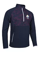 s.RYDER CUP SAHARA Ryder Cup Hybrid Thermal Fleece Golf Midlayer - Navy/Mulberry Camo/Silver