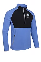 s.RYDER CUP SAHARA Ryder Cup Hybrid Thermal Fleece Golf Midlayer - Ocean/Black/Silver
