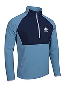 s.RYDER CUP SAHARA Ryder Cup Hybrid Thermal Fleece Golf Midlayer - Pacific Blue/Navy/Silver