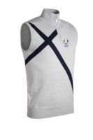 g.RYDER CUP SALTIRE SLEEVELESS SWEATER Ryder Cup Quarter Zip Saltire Cotton Lightweight Golf Slipover - Light Grey Marl/Navy