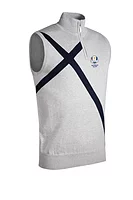 g.RYDER CUP SALTIRE SLEEVELESS SWEATER Ryder Cup Quarter Zip Saltire Cotton Lightweight Golf Slipover - Light Grey Marl/Navy