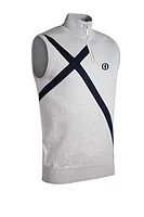 g.THE OPEN SALTIRE SLEEVELESS SWEATER The Open Quarter Zip Saltire Cotton Lightweight Golf Slipover - Light Grey Marl/Navy