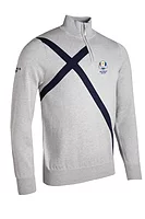 g.RYDER CUP SALTIRE SWEATER Ryder Cup Quarter Zip Saltire Cotton Lightweight Golf Sweater - Light Grey Marl