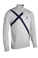 g.RYDER CUP SALTIRE SWEATER Ryder Cup Quarter Zip Saltire Cotton Lightweight Golf Sweater - Light Grey Marl