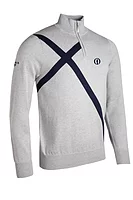 g.THE OPEN SALTIRE SWEATER The Open Quarter Zip Saltire Cotton Lightweight Golf Sweater - Light Grey Marl