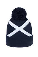 g.SALTIRE BEANIE Thermal Lined Saltire Golf Bobble Hat - Navy/White
