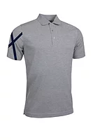 g.SALTIRE SHIRT Saltire Performance Pique Golf Shirt - Light Grey Marl/Navy