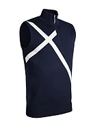 g.SALTIRE SLEEVELESS SWEATER Quarter Zip Saltire Cotton Lightweight Golf Slipover - Navy/White