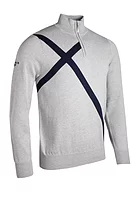 g.SALTIRE SWEATER Quarter Zip Saltire Cotton Lightweight Golf Sweater - Light Grey Marl