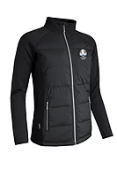 g.RYDER CUP SAMARA Ryder Cup Zip Front Bonded Padded Hybrid Heavyweight Golf Jacket - Black