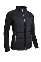g.SAMARA SALE Full Zip Bonded Padded Hybrid Heavyweight Golf Jacket Sale - Black Animal Print