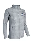 g.RYDER CUP SAMARA Ryder Cup Zip Front Bonded Padded Hybrid Heavyweight Golf Jacket - Light Grey/White Check