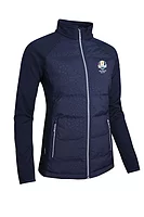 g.RYDER CUP SAMARA Ryder Cup Zip Front Bonded Padded Hybrid Heavyweight Golf Jacket - Navy Animal Print
