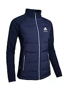 g.RYDER CUP SAMARA Ryder Cup Zip Front Bonded Padded Hybrid Heavyweight Golf Jacket - Navy Animal Print