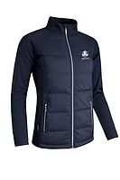 g.RYDER CUP SAMARA Ryder Cup Zip Front Bonded Padded Hybrid Heavyweight Golf Jacket - Navy